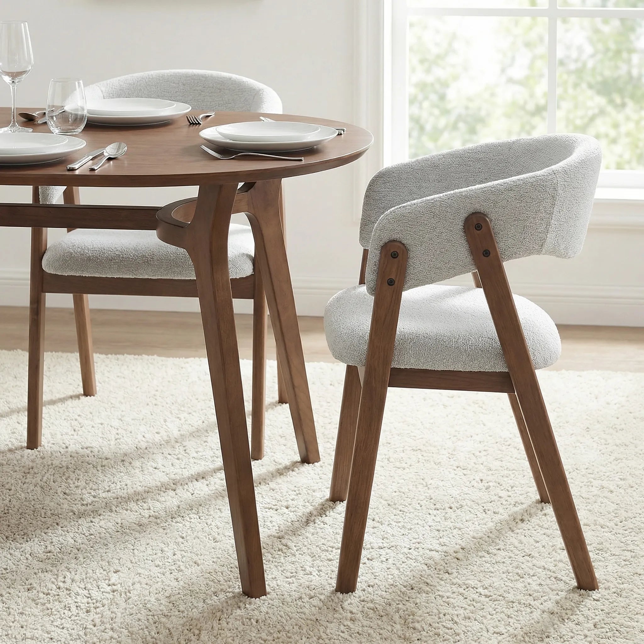 Riverton Boucle Dining Chair – Light Grey