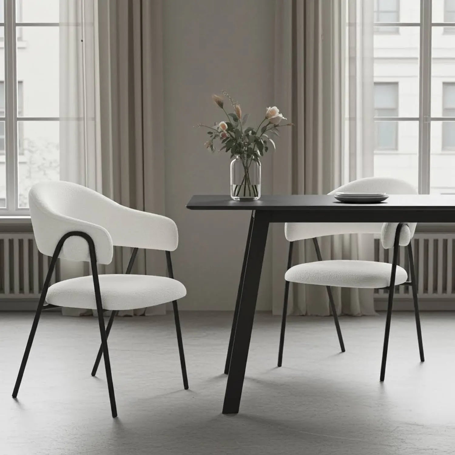 Noah Dining Chairs – Set of 2 | White Sherpa Fleece
