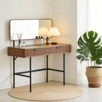Alder Dressing Table & Mirror – One Drawer | Walnut
