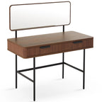 Alder Dressing Table & Mirror – One Drawer | Walnut