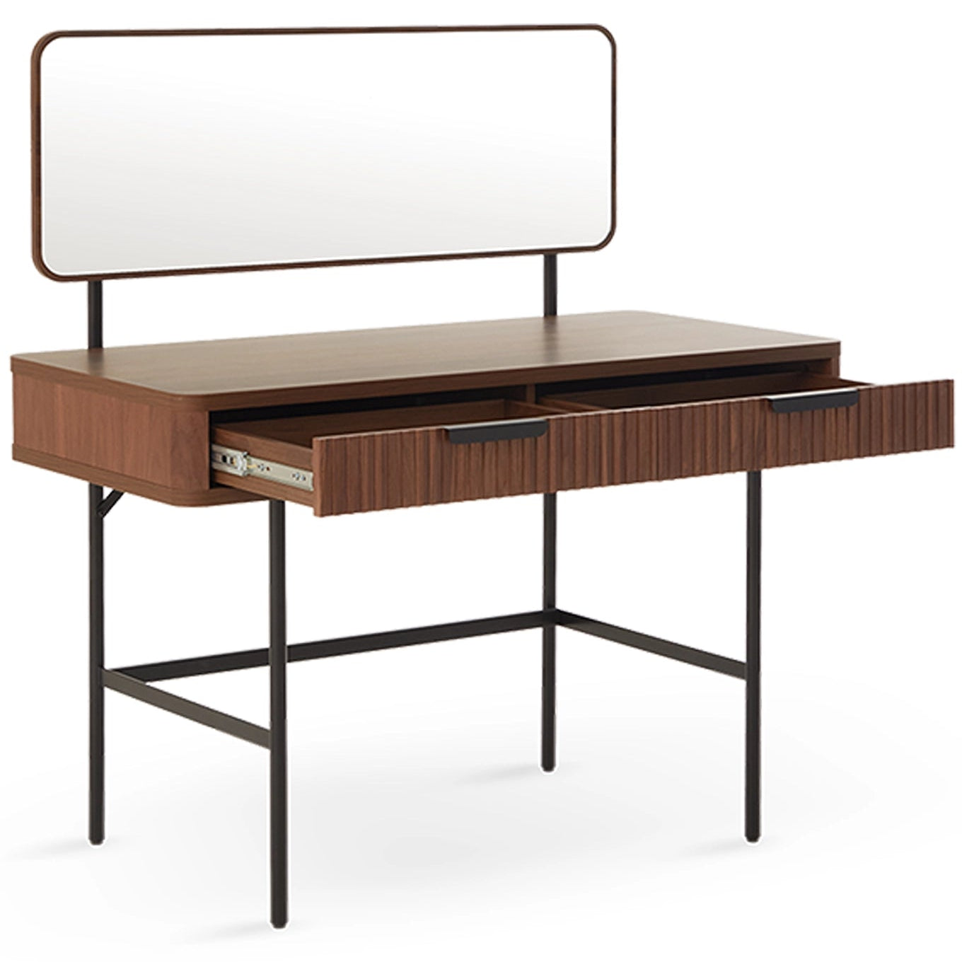 Alder Dressing Table & Mirror – One Drawer | Walnut