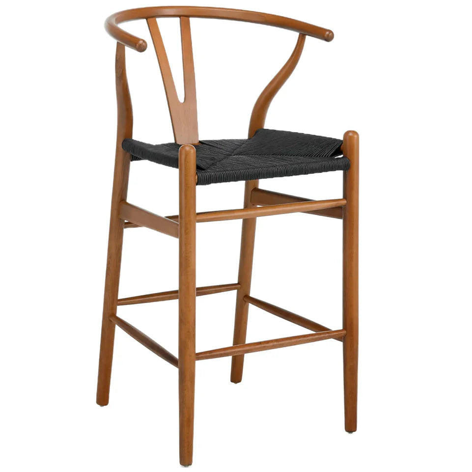 Blanca Bar Stool – Black Rope | Walnut Finish