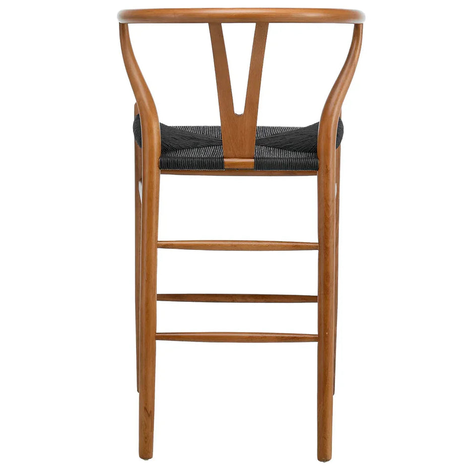 Blanca Bar Stool – Black Rope | Walnut Finish