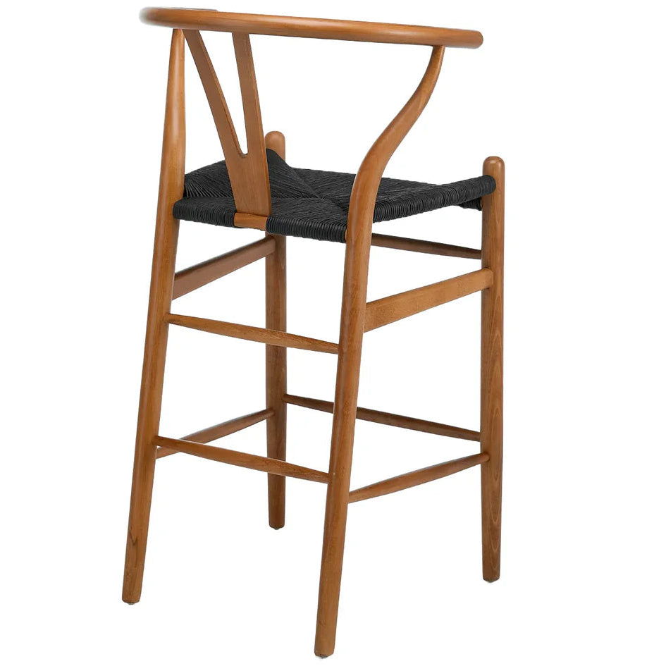 Blanca Bar Stool – Black Rope | Walnut Finish