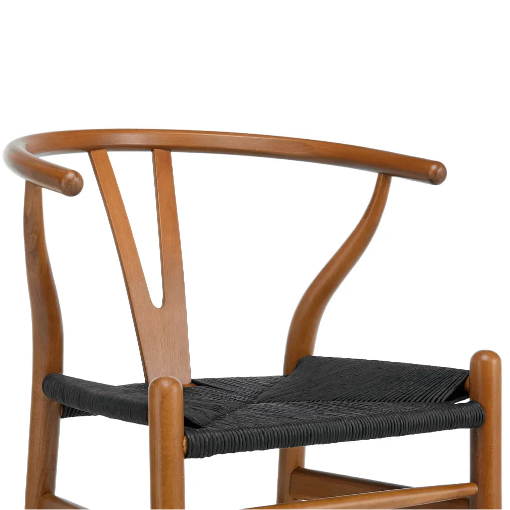 Blanca Bar Stool – Black Rope | Walnut Finish