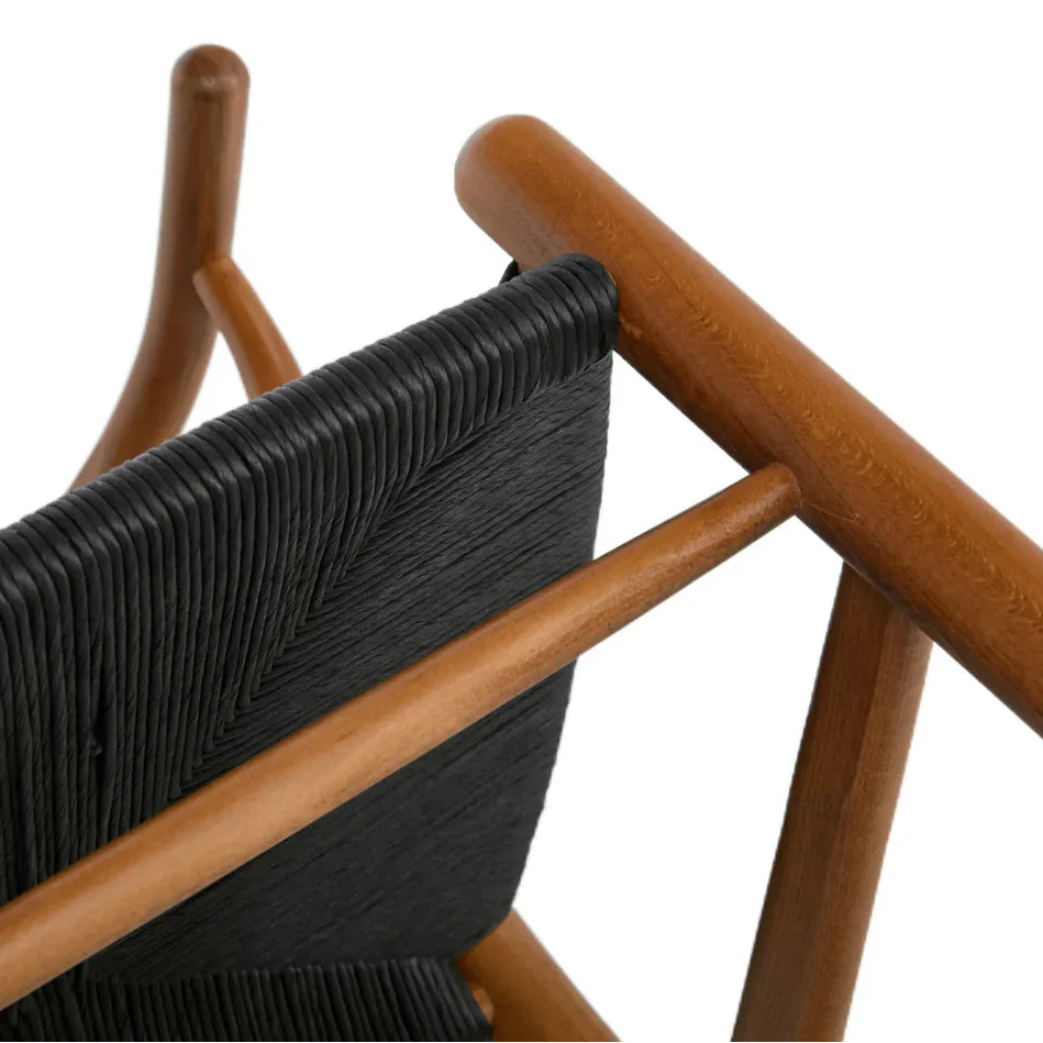 Blanca Bar Stool – Black Rope | Walnut Finish
