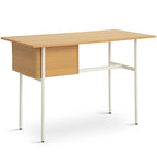 Wooden desk with white legs on a white background