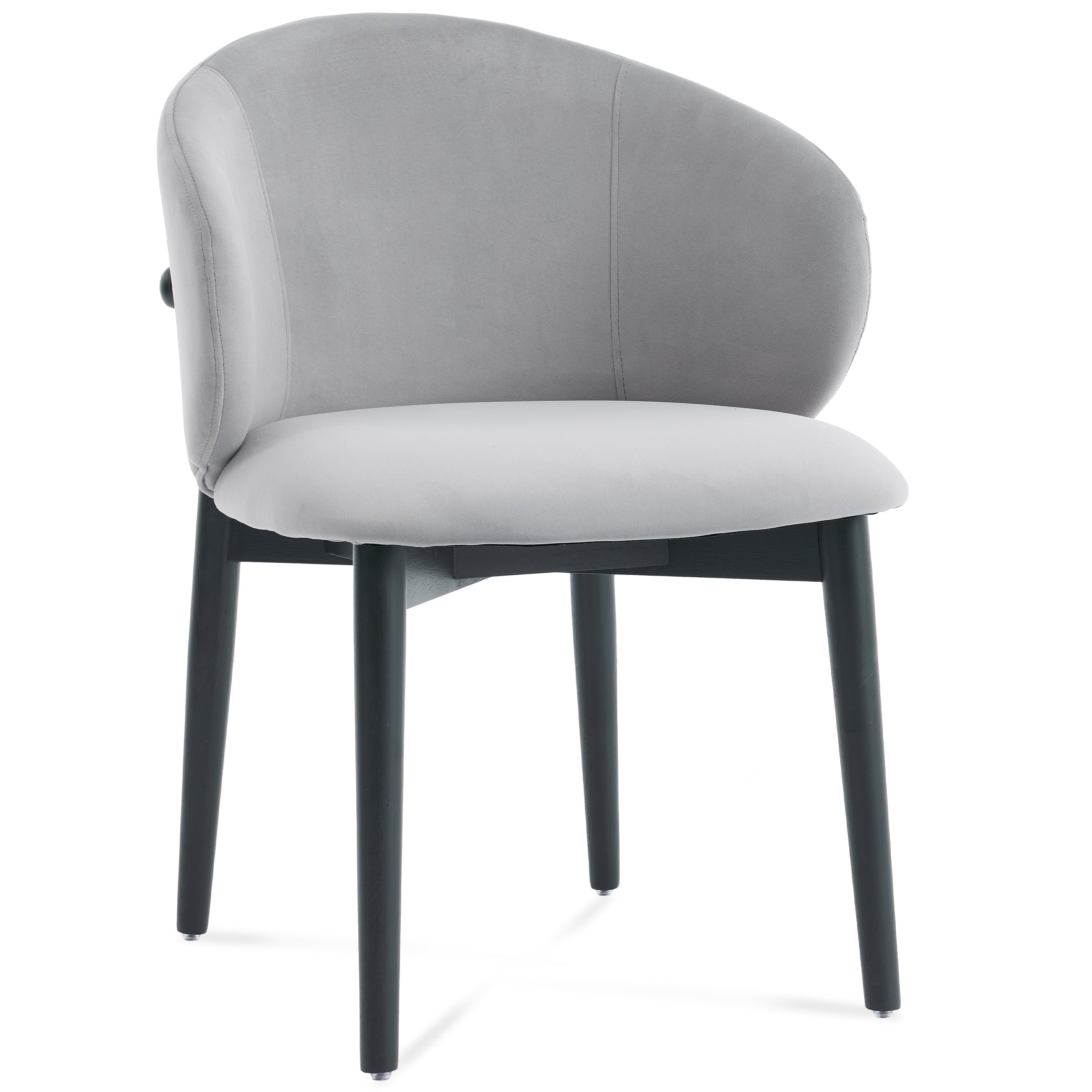 Gray chair with black legs on a white background
