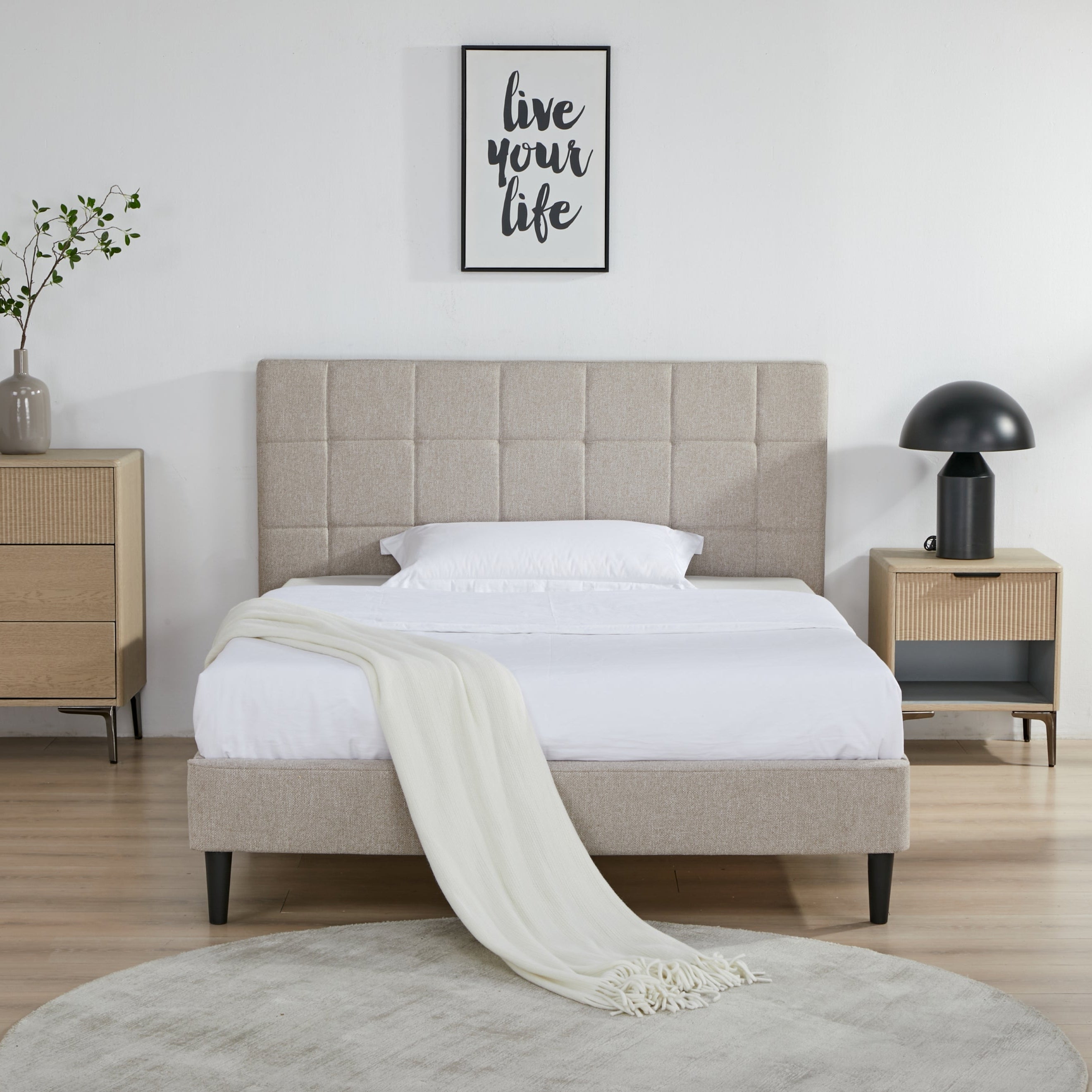 Linear Bed – Double | Beige
