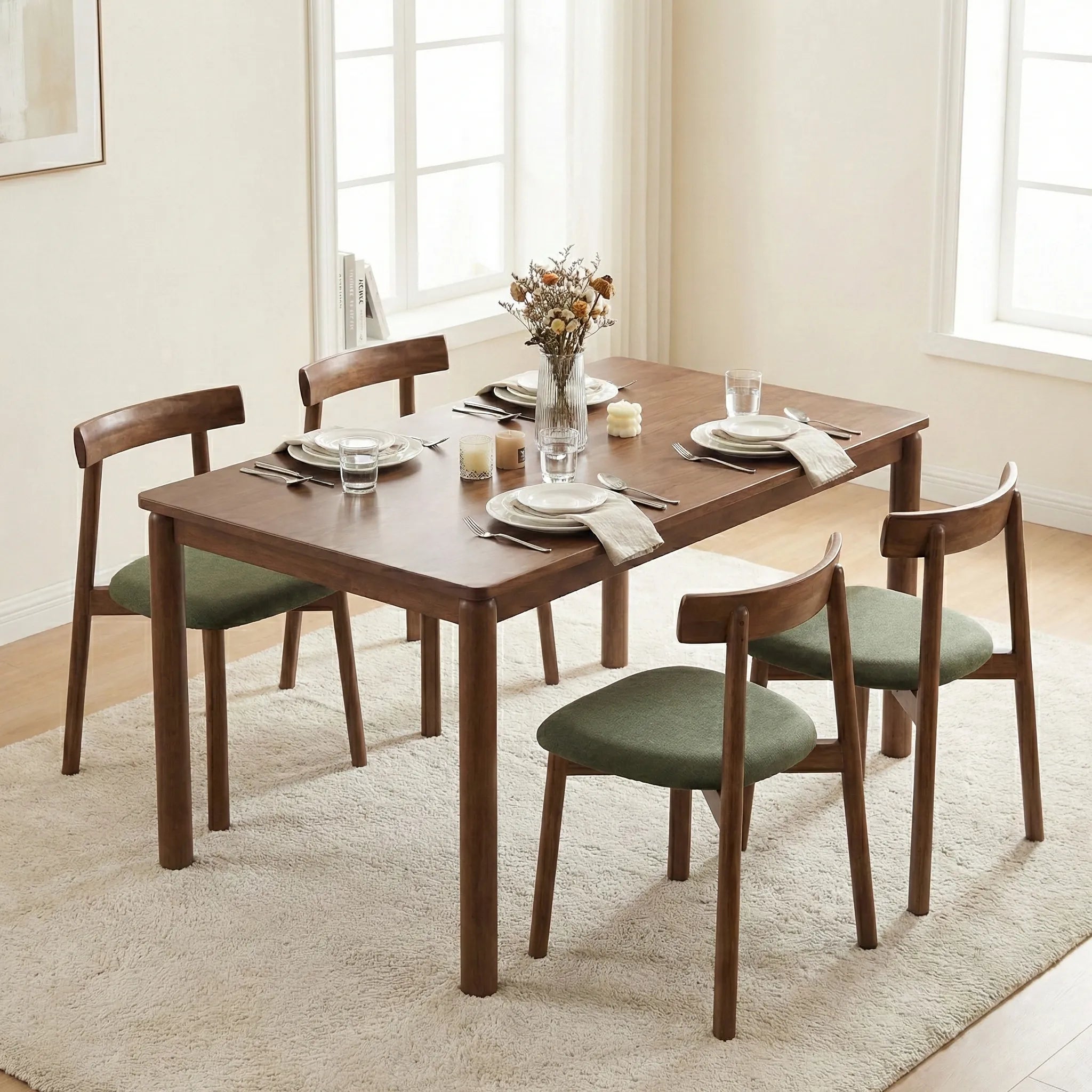 Soma Dining Chairs – Set of 2 | Olive Green
