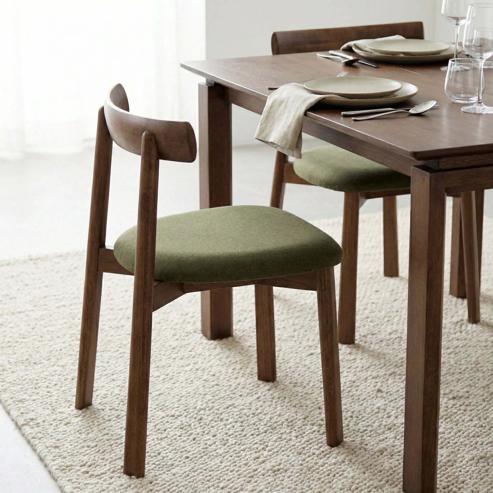 Soma Dining Chairs – Set of 2 | Olive Green
