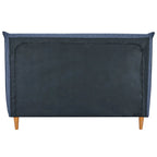 Dark blue headboard with wooden legs on a white background