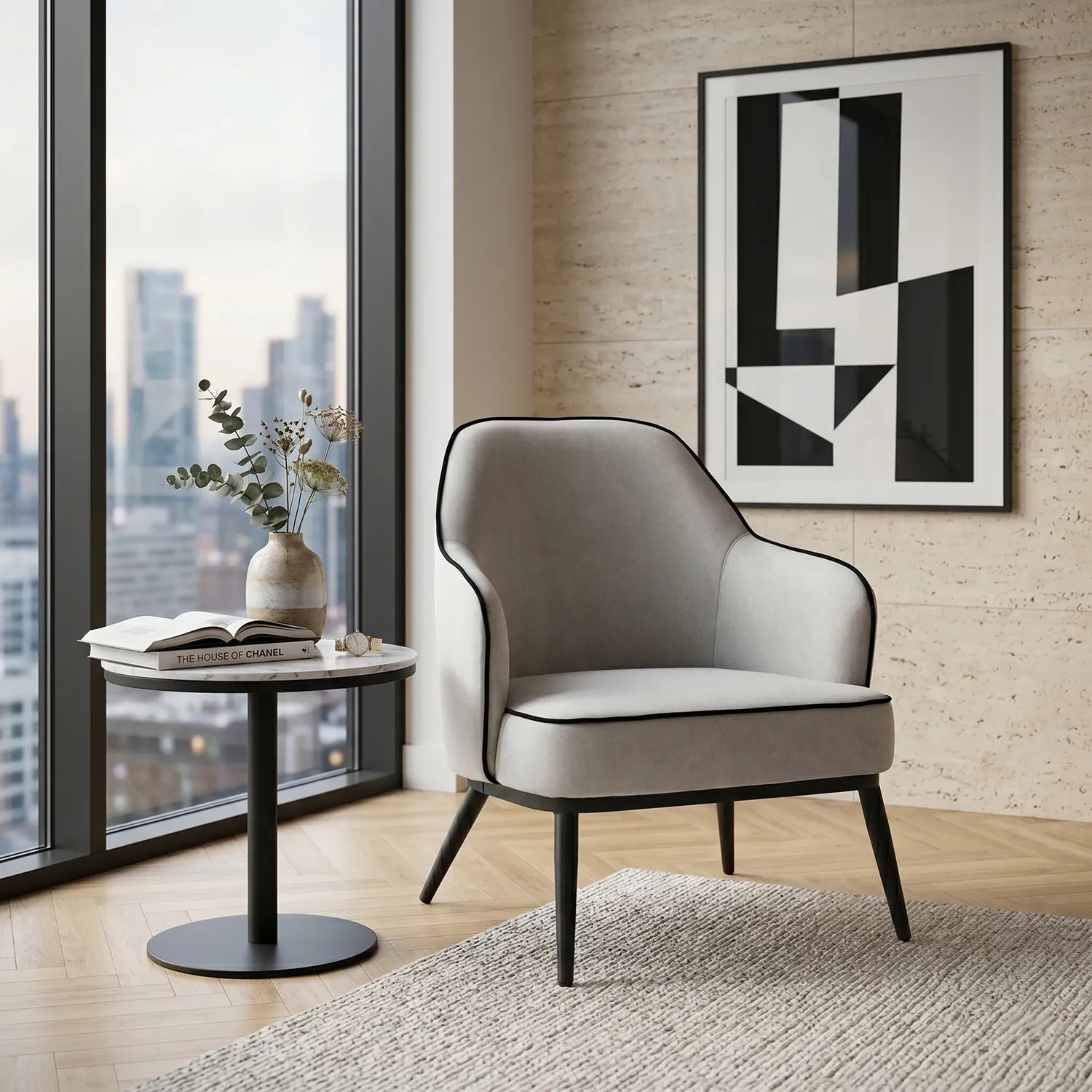 Karoll Accent Chair – Linen | Grey