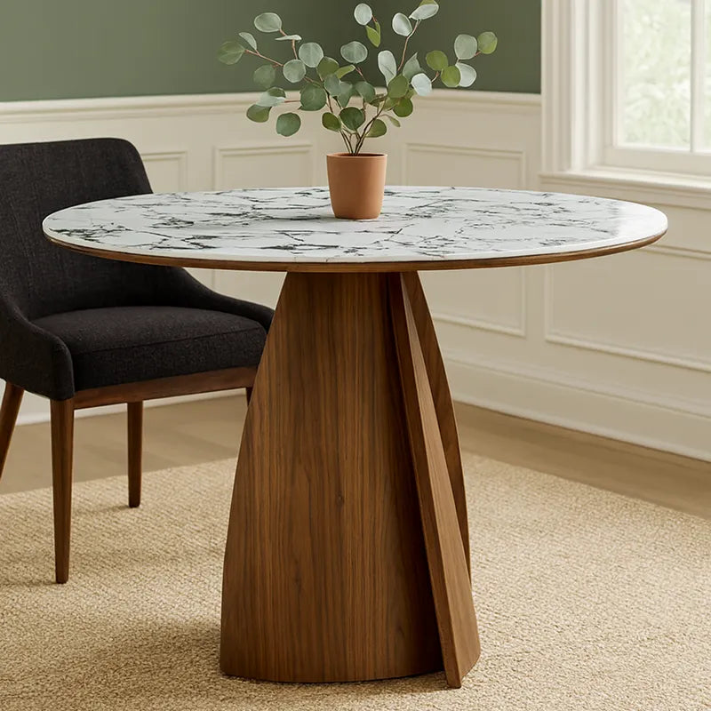 Lina Dining Table – Round | White Marble