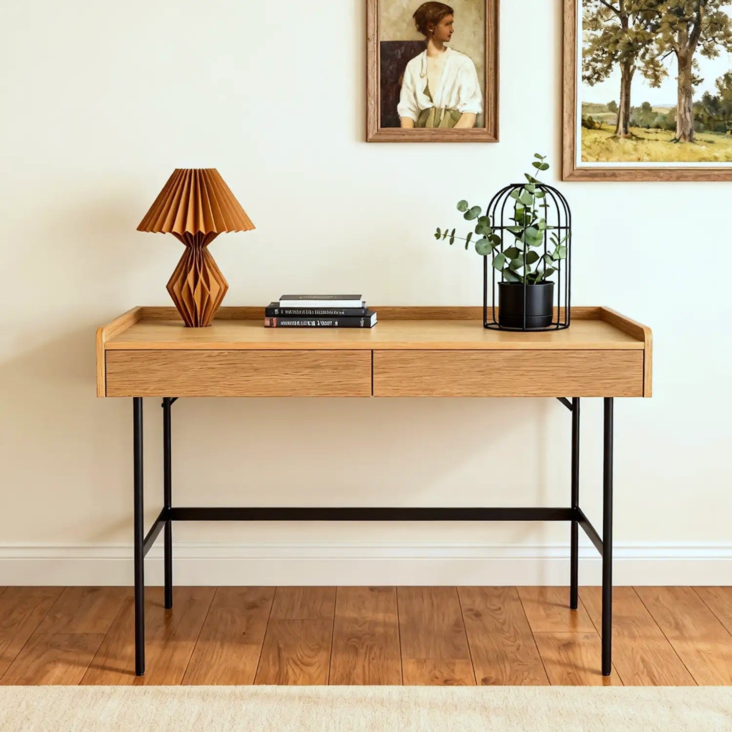 Meadow Dressing Table & Mirror – Two Drawer | Natural Oak