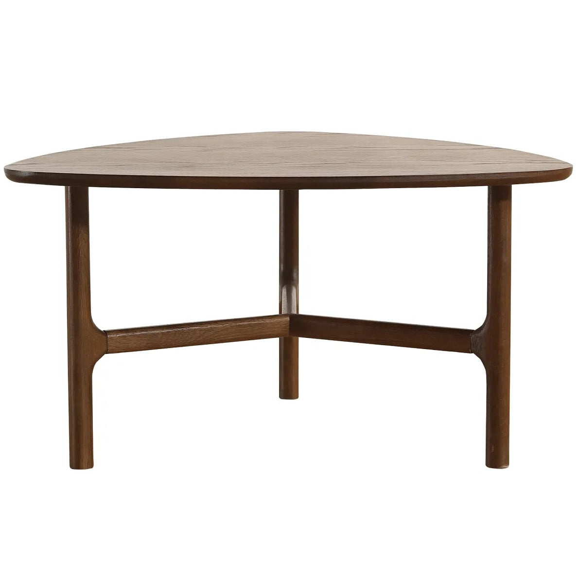 Triangle wooden table on a white background