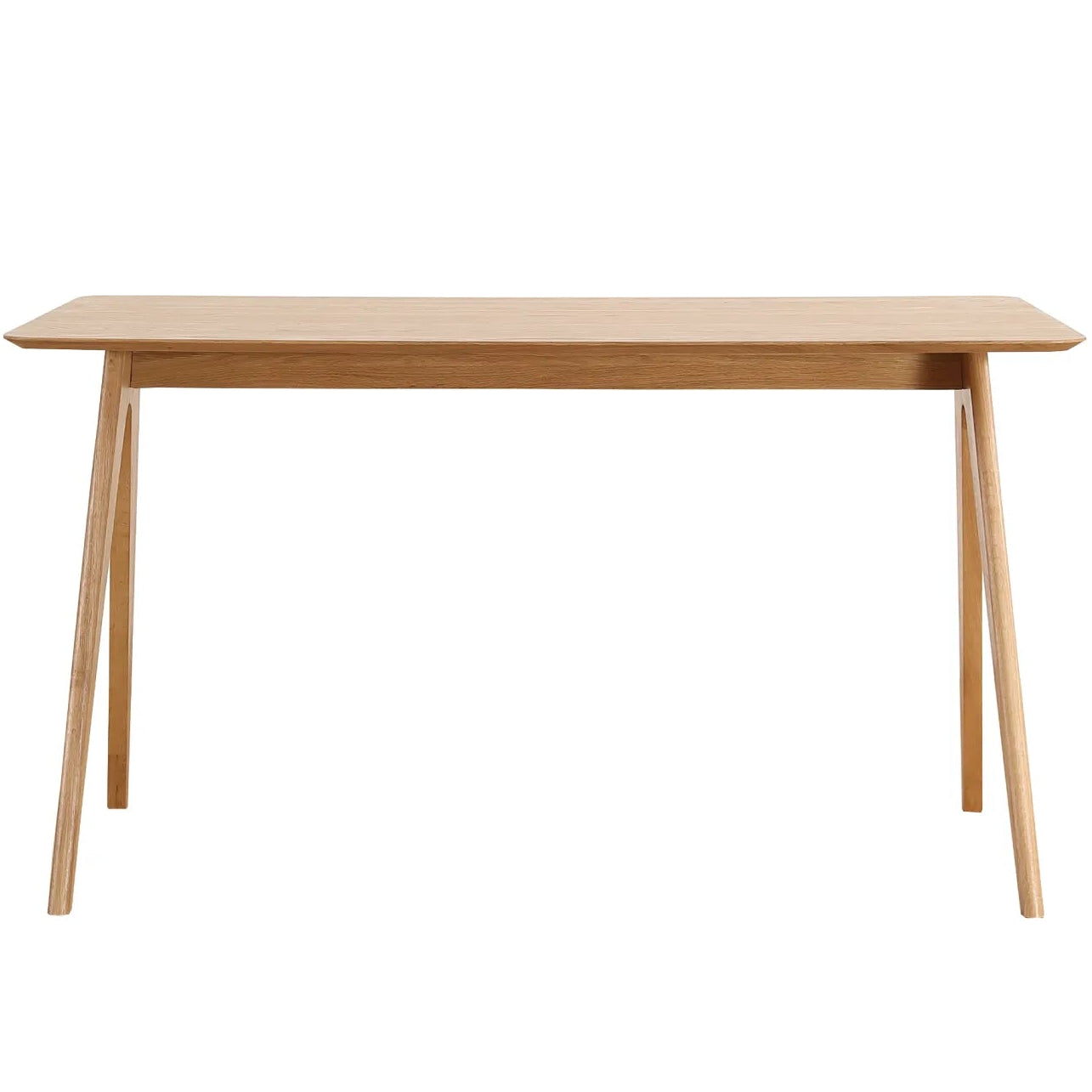 Wooden table with four legs on a white background