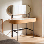 Mossley Dressing Table & Mirror – One Drawer | Natural Oak