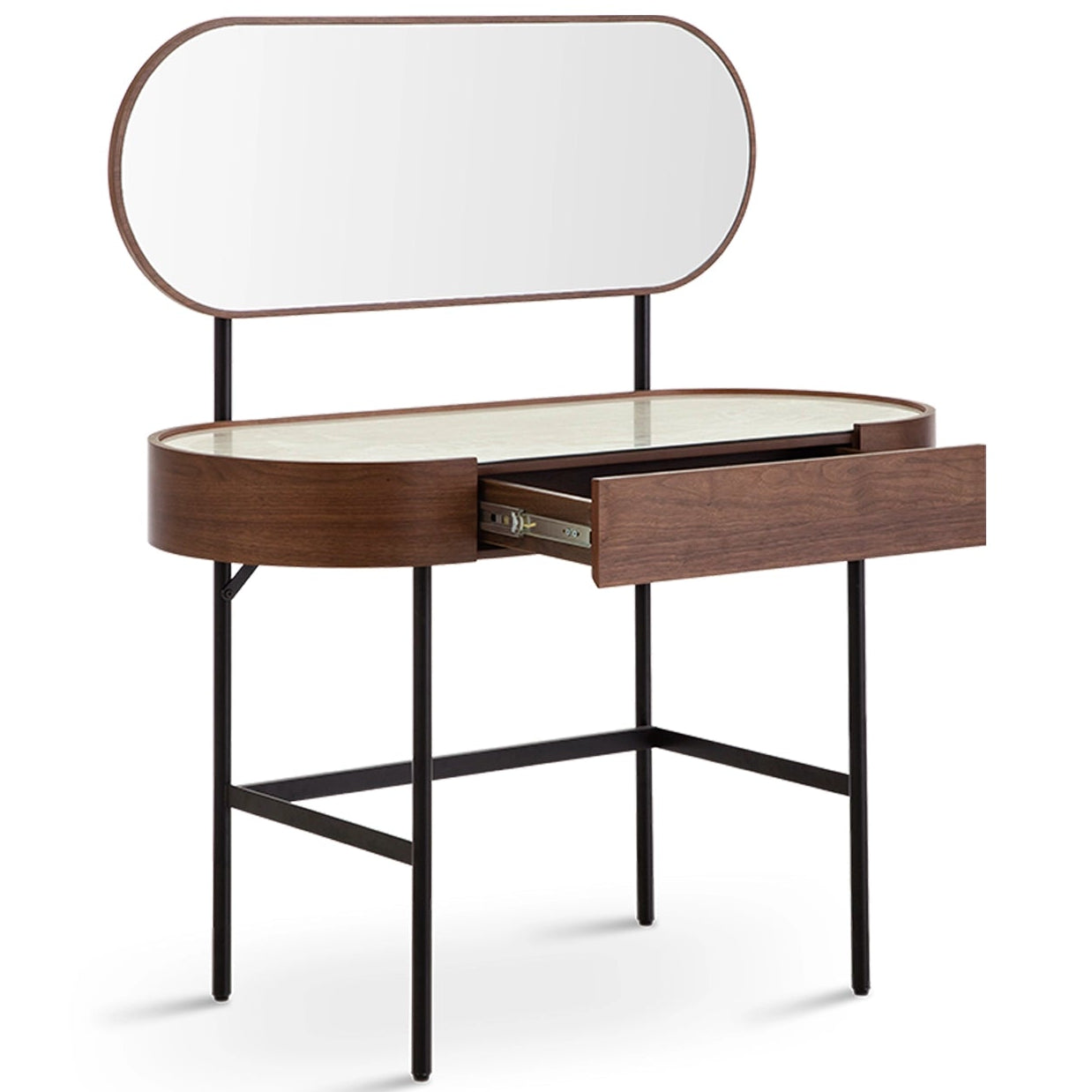 Mossley Dressing Table & Mirror – One Drawer | Walnut