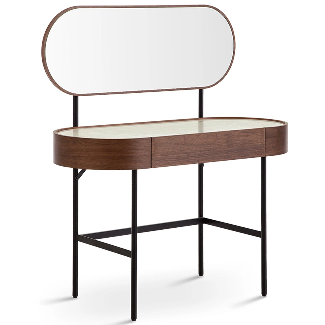 Mossley Dressing Table & Mirror – One Drawer | Walnut