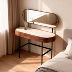 Mossley Dressing Table & Mirror – One Drawer | Walnut
