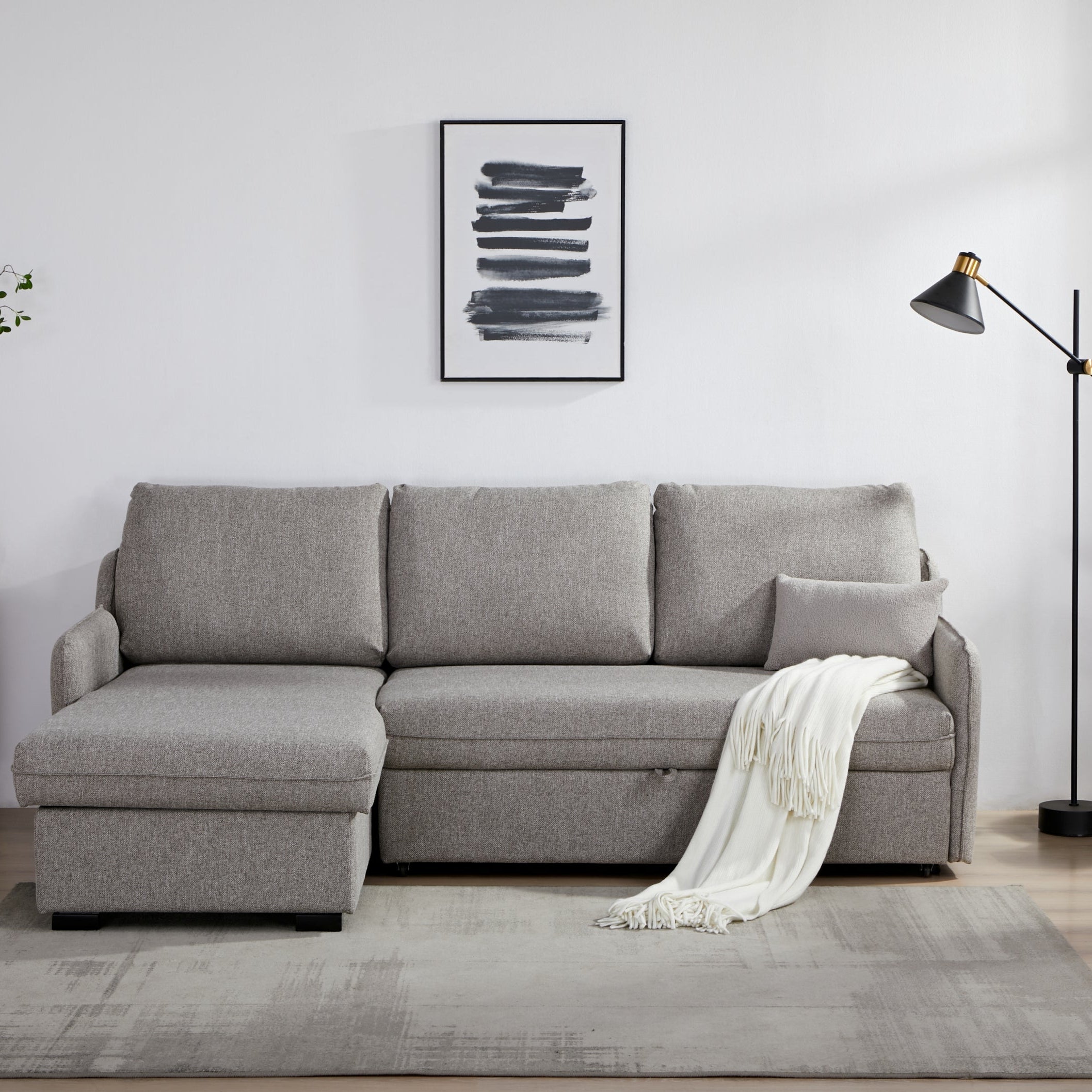 Movra Corner Sofa Bed (Storage) – 3 Seater | Grey