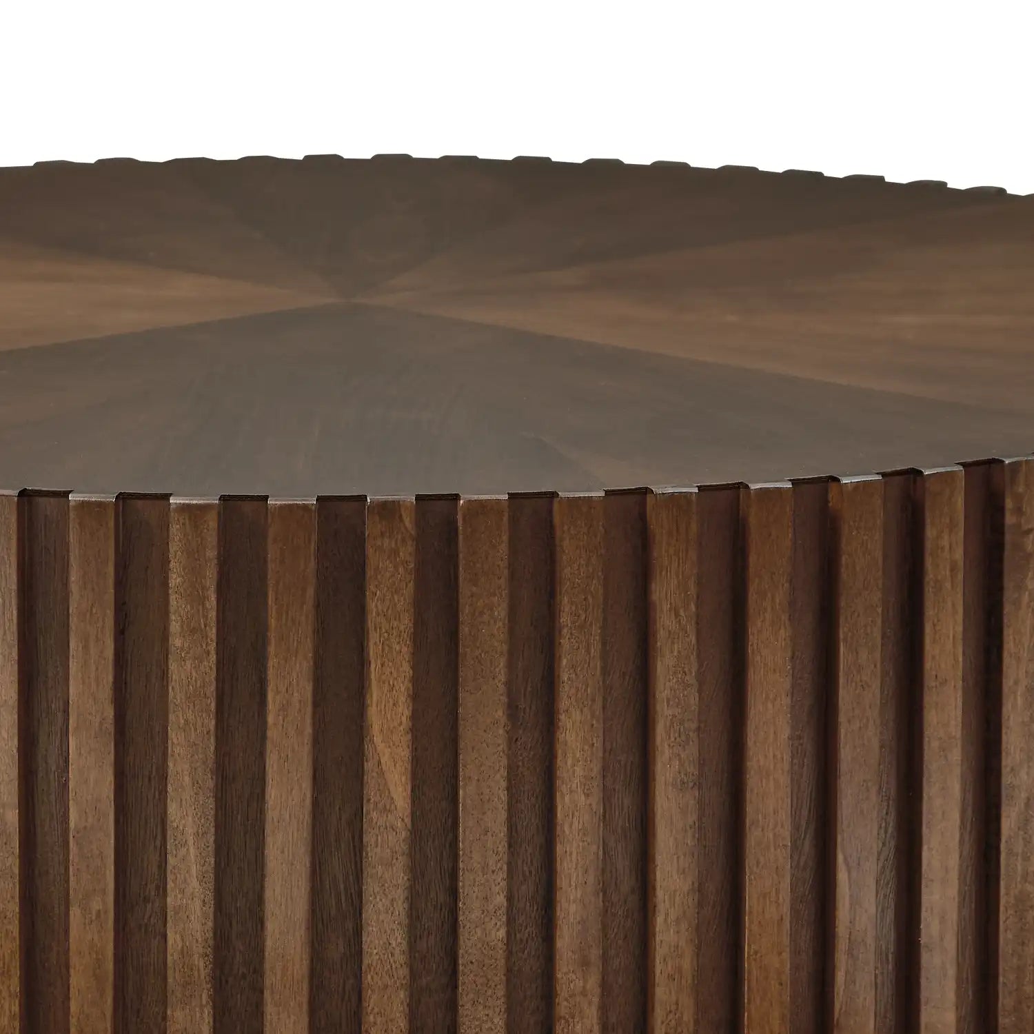 Wooden side table with a textured surface