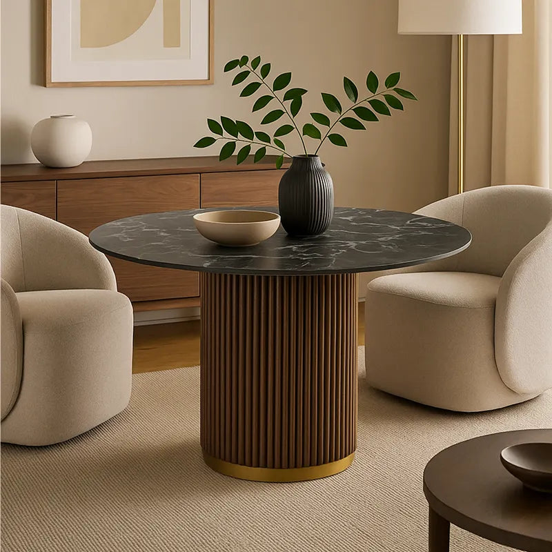 Marcio Dining Table – Round | Black Marble