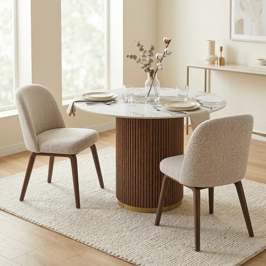 Marcio Dining Table – Round | Vein White Marble
