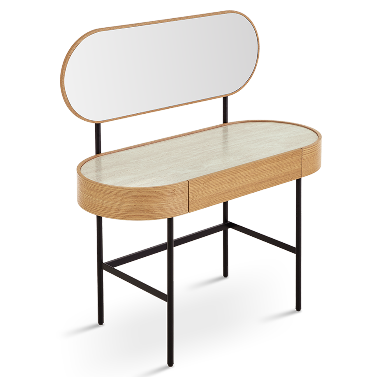 Mossley Dressing Table & Mirror – One Drawer | Natural Oak