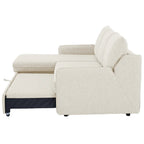 Movra Corner Sofa Bed (Storage) – 3 Seater | Cream