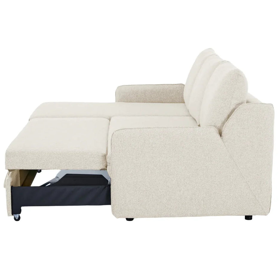 Movra Corner Sofa Bed (Storage) – 3 Seater | Cream