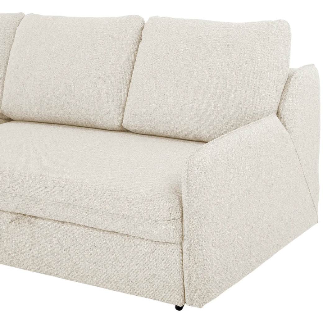 Movra Corner Sofa Bed (Storage) – 3 Seater | Cream