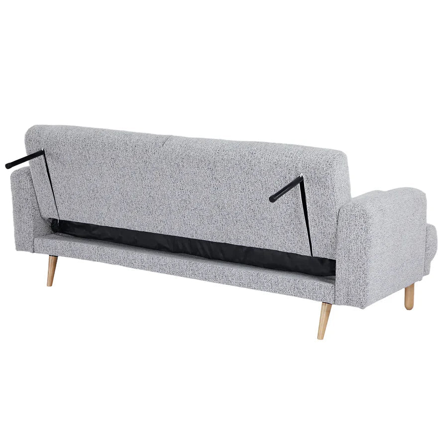 Gray sofa with black accents on a white background