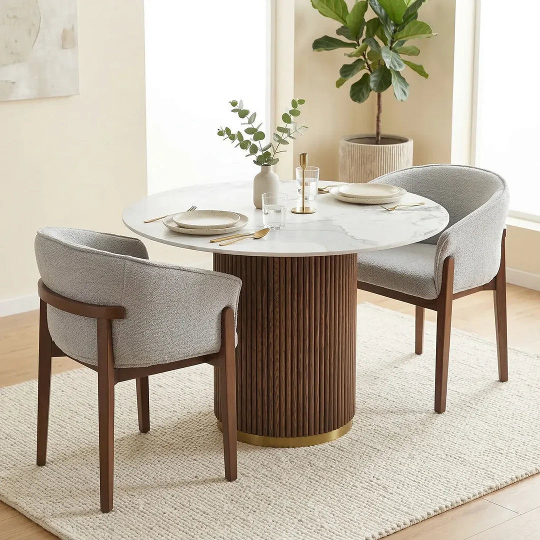 Marcio Dining Table – Round | Soft White Marble