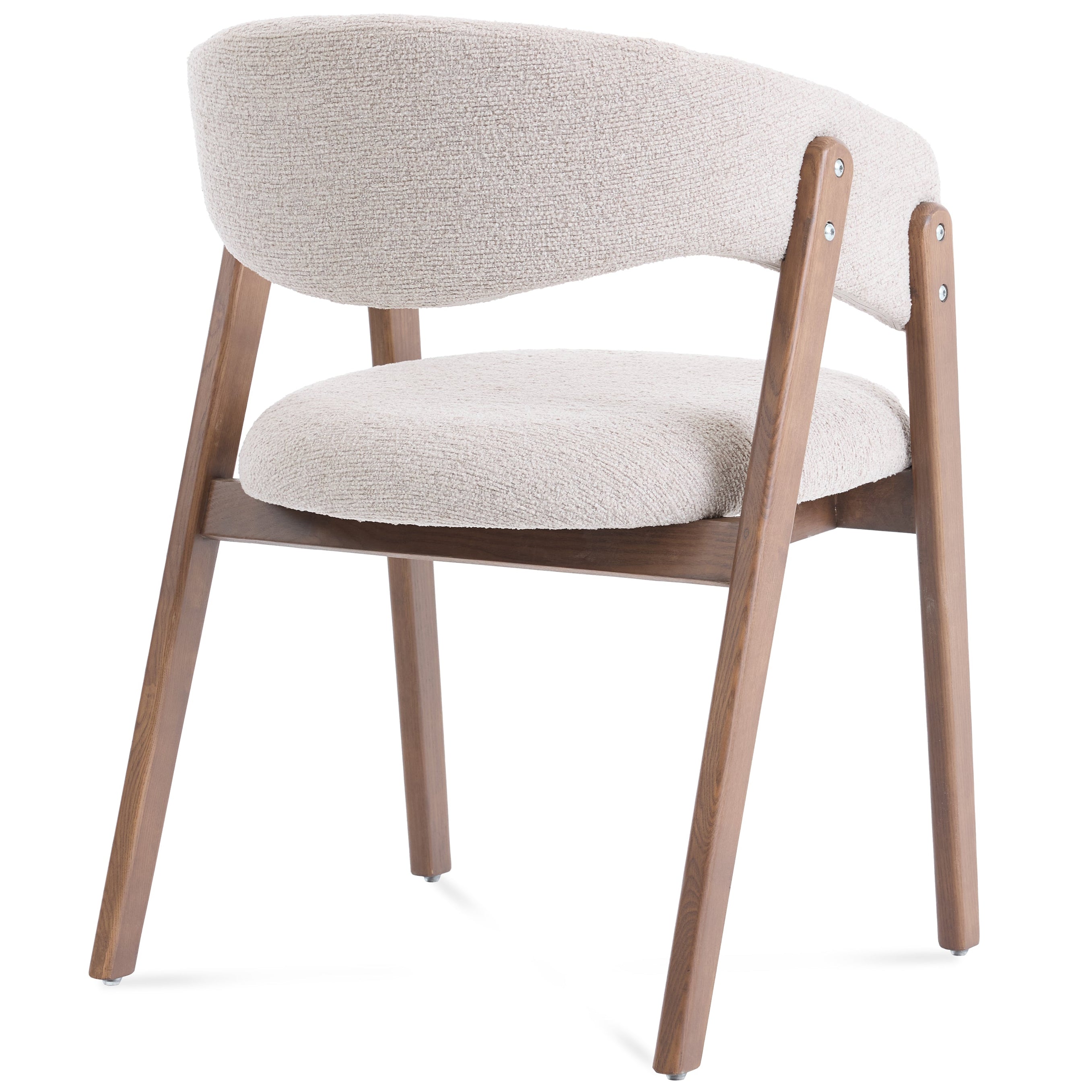 Chair with beige cushioned seat and backrest on a white background