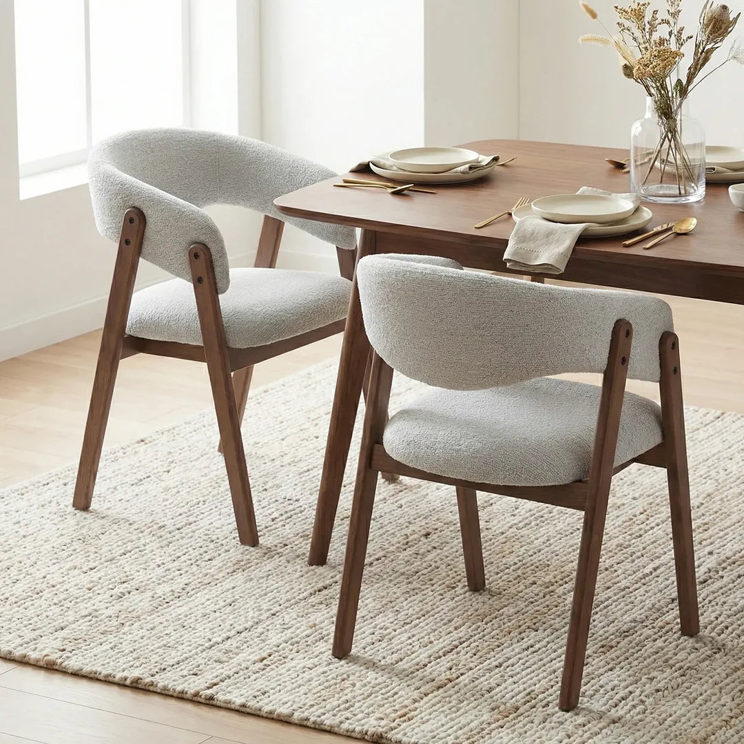 Riverton Boucle Dining Chair – Light Grey