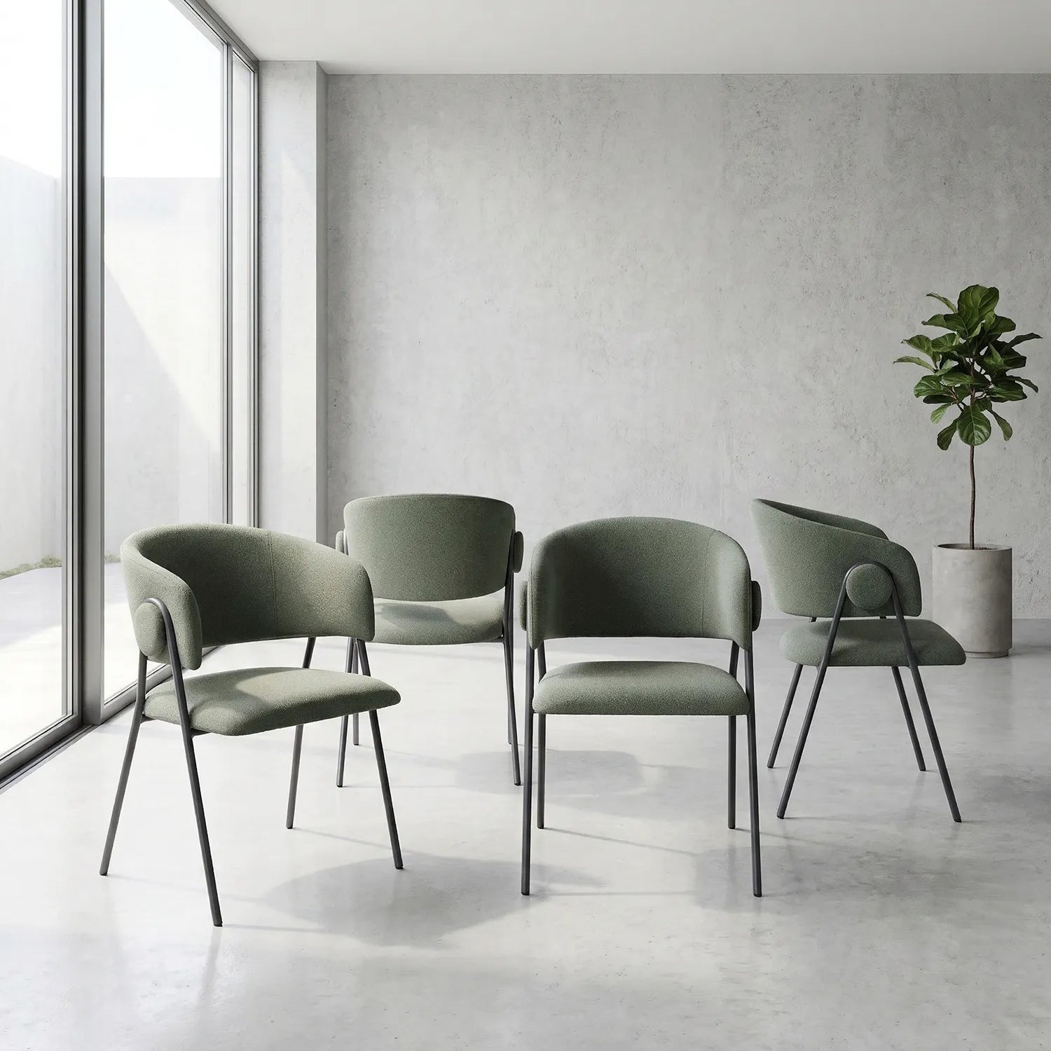 Shiro Dining Chairs – Set of 4 | Olive Green
