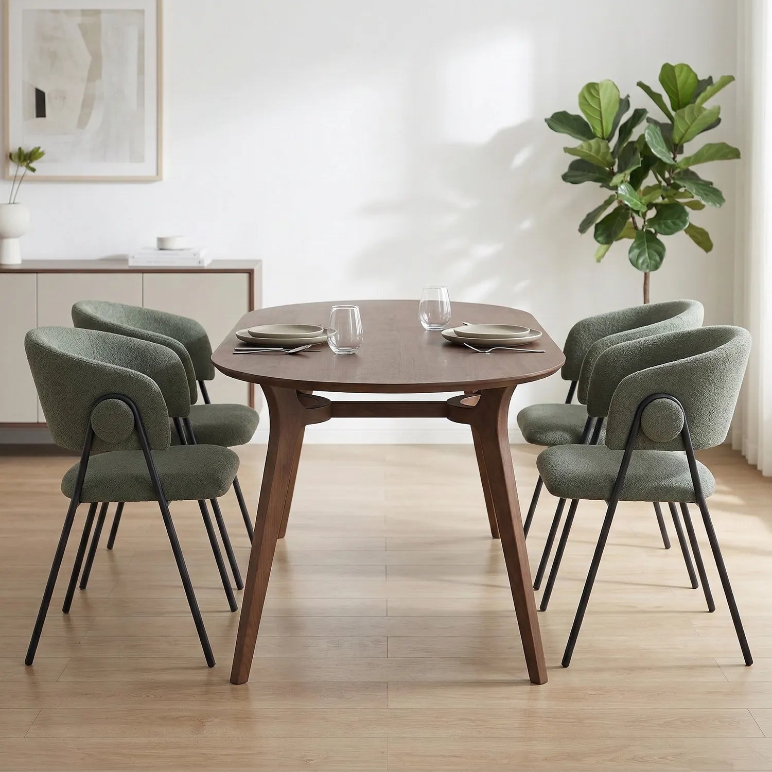 Shiro Dining Chairs – Set of 4 | Olive Green
