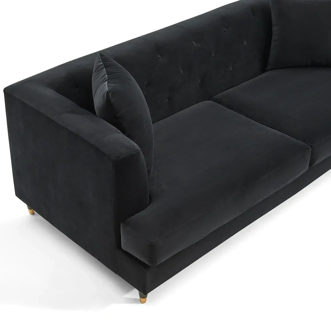 Tribeca Velvet Sofa – 3 Seater | Black