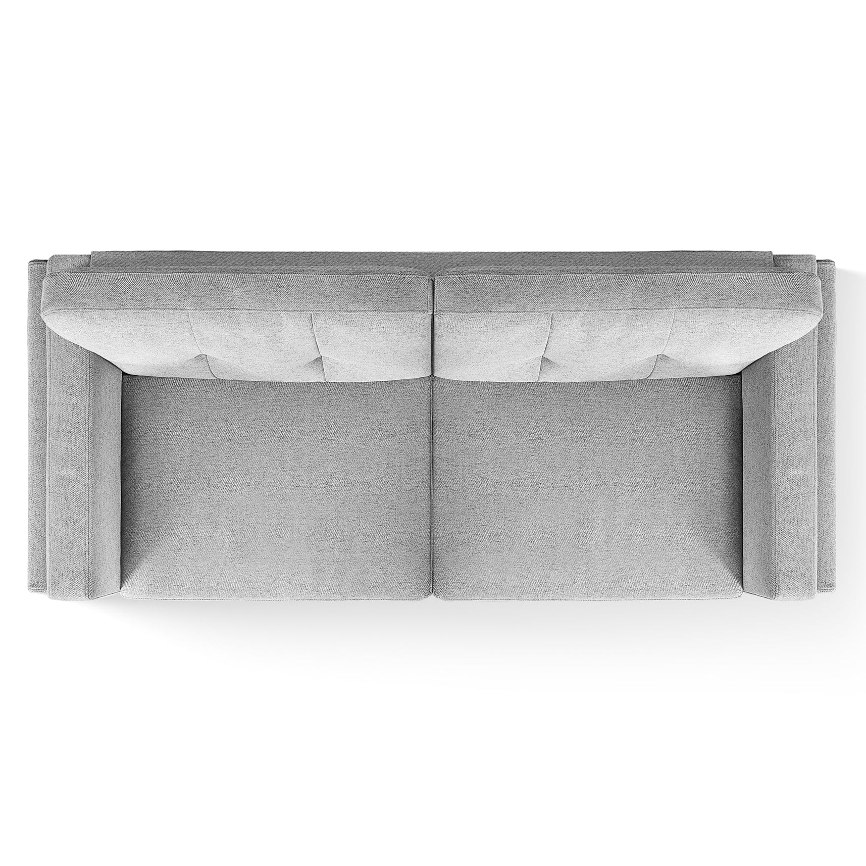 Gray upholstered headboard on a white background
