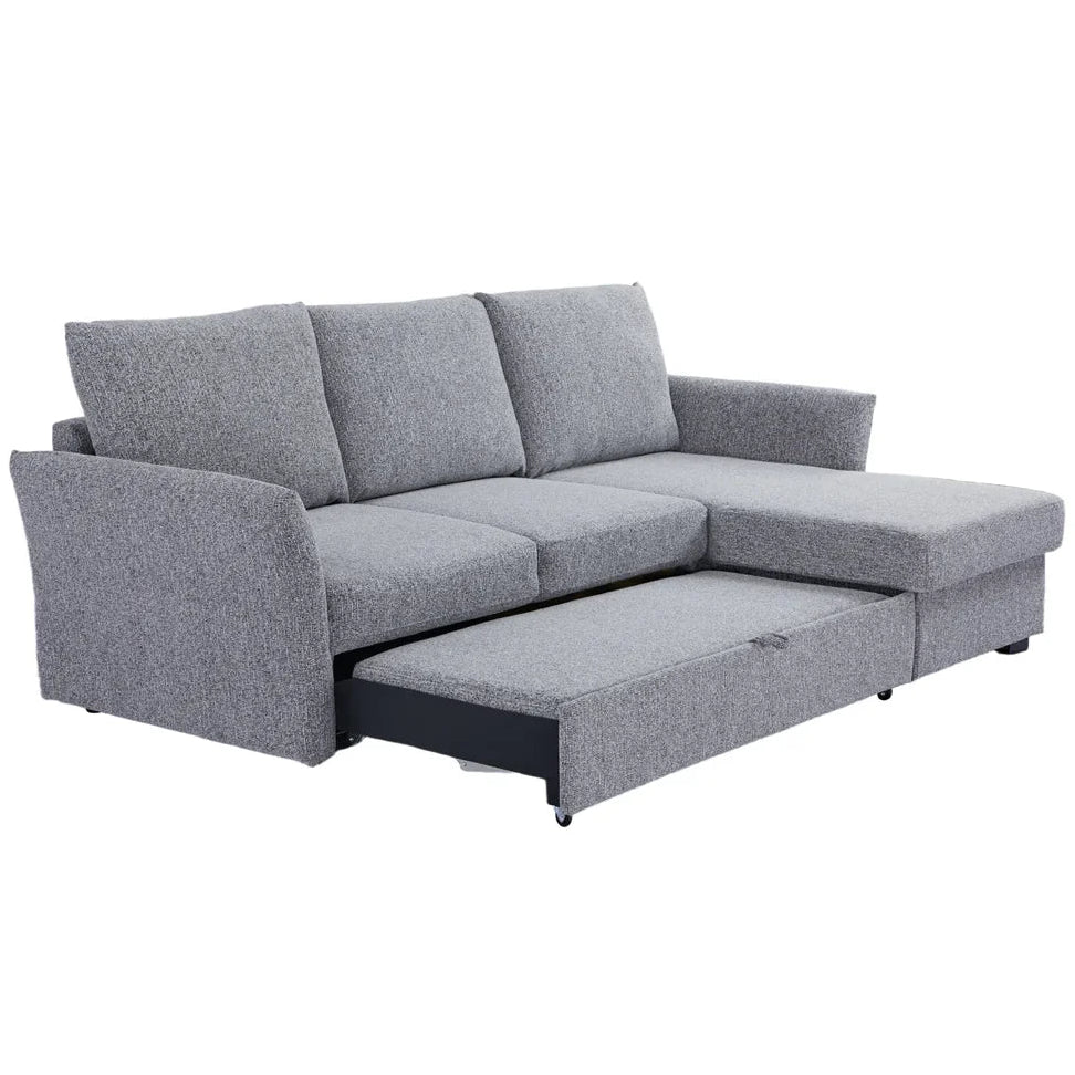 Velin Corner Sofa Bed (Storage) – 3 Seater | Dark Grey