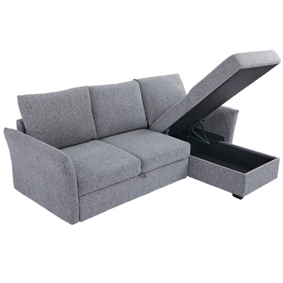 Velin Corner Sofa Bed (Storage) – 3 Seater | Dark Grey