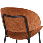 Brown textured chair with black metal frame on a white background