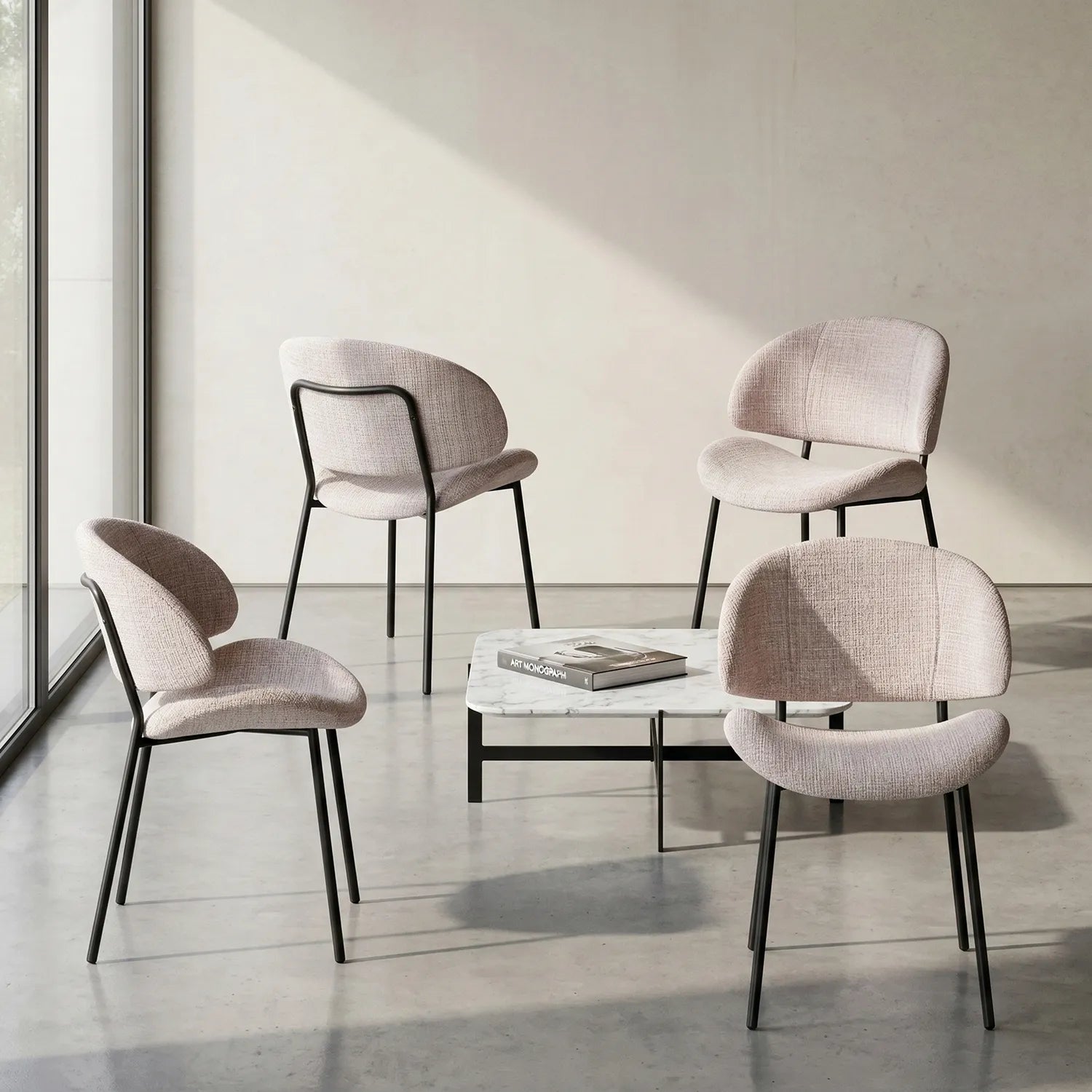 Wexley Boucle Dining Chairs – Set of 4 | Cream