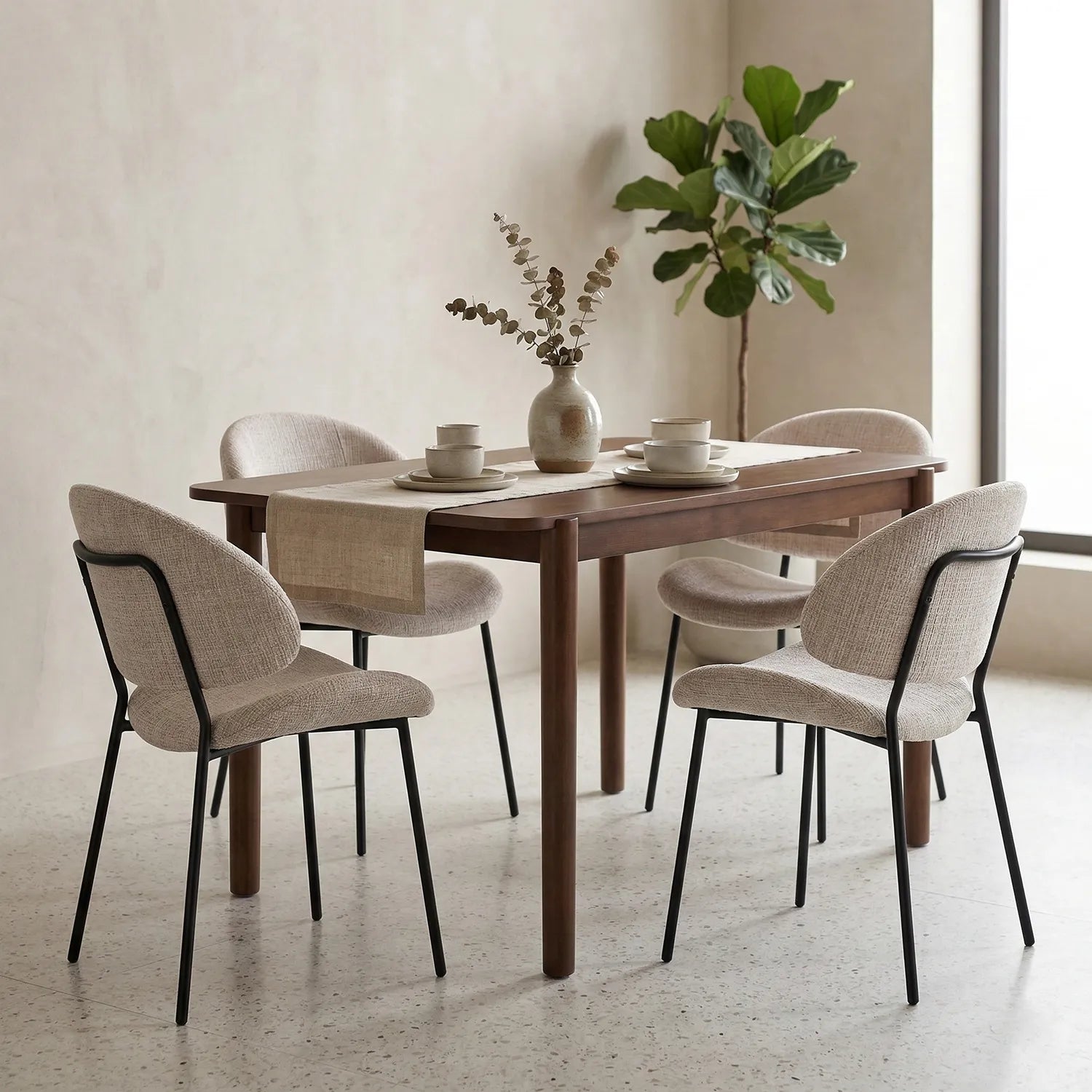 Wexley Boucle Dining Chairs – Set of 4 | Cream