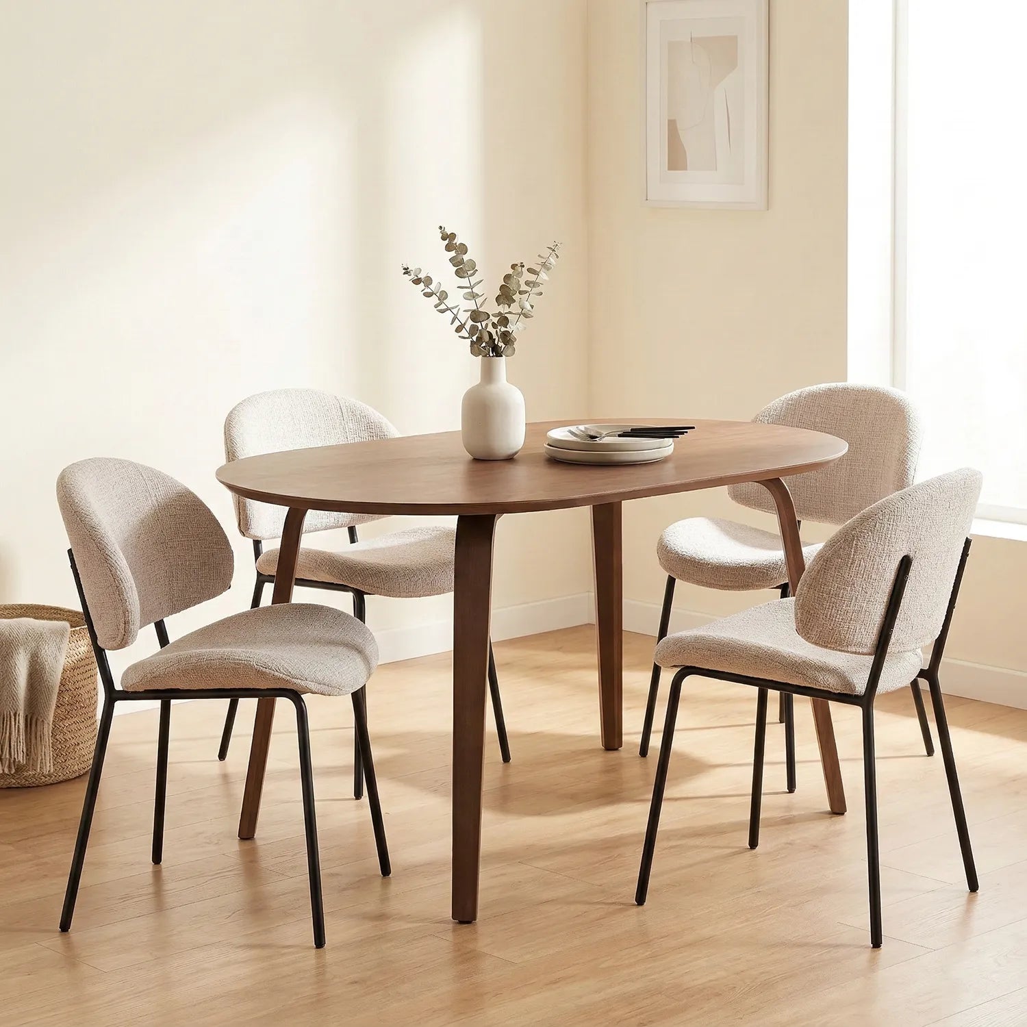 Wexley Boucle Dining Chairs – Set of 4 | Cream