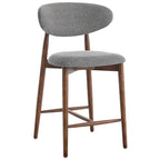 Wisby Bar Stool – Grey Fabric | Walnut Finish