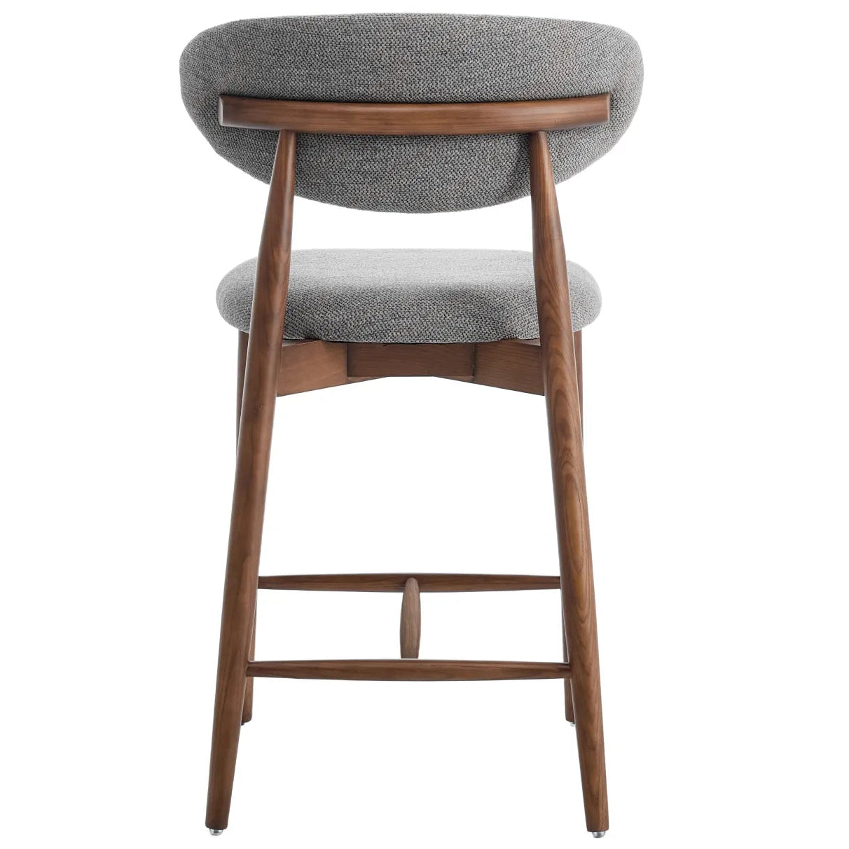 Wisby Bar Stool – Grey Fabric | Walnut Finish