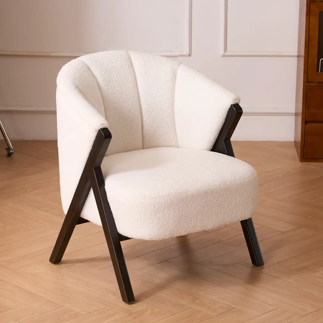 Nico Accent Chair – Sherpa Fleece | White